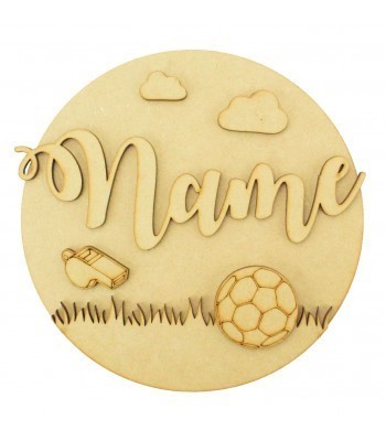 Laser Cut Personalised 3D Basic Circle Plaque - Football Themed